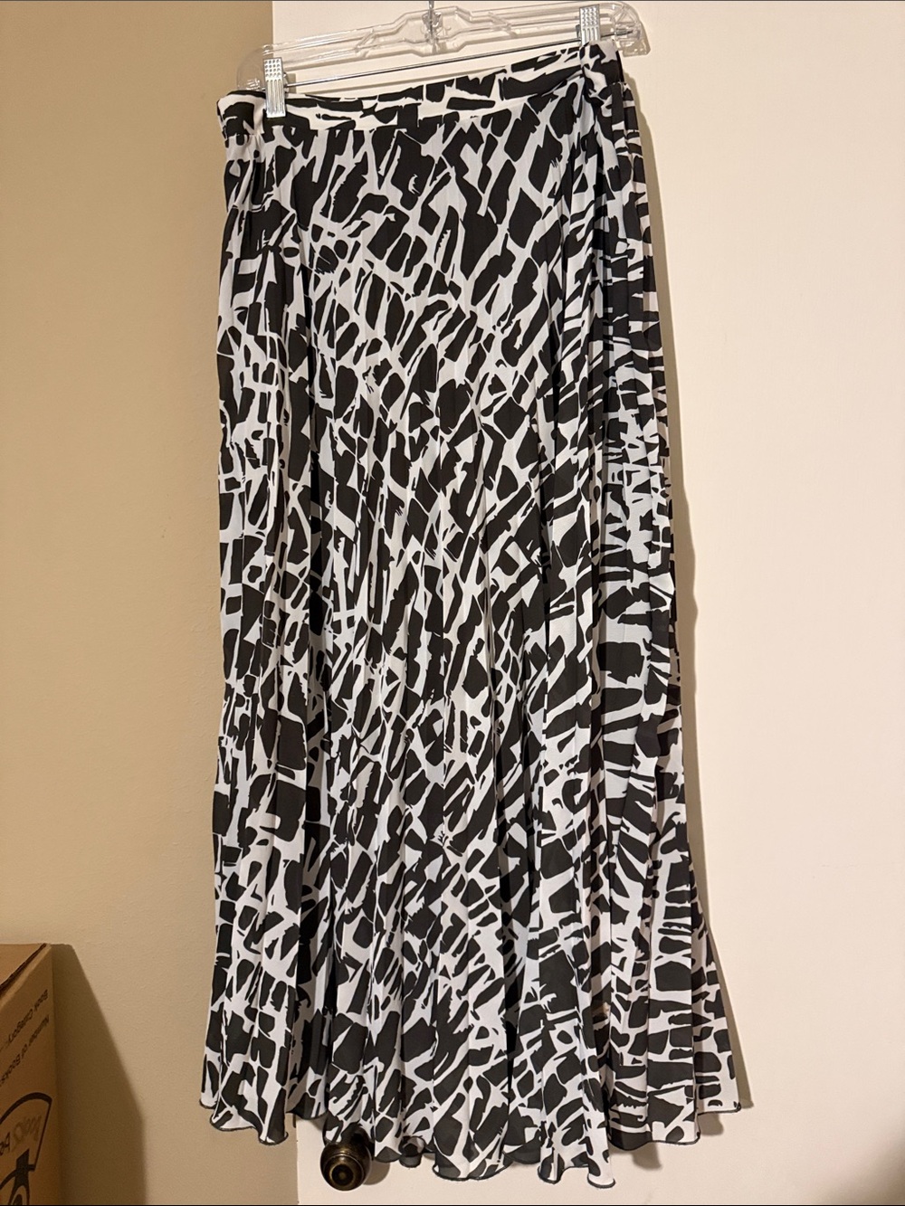 Anthropologie Black and White Abstract Print Maxi Skirt